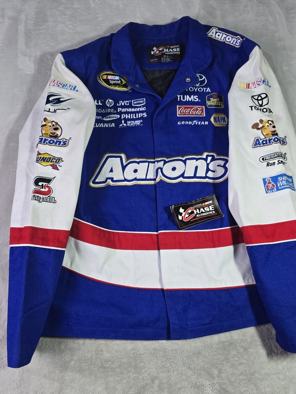 Michael Waltrip Racing NASCAR Toyota Aaron’s Chase Authentics Jacket Sz 2XL